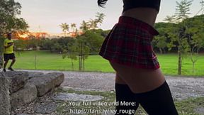 Strangers caught me in a park &mdash;  mini skirt and no panties &mdash;  public display of nudity