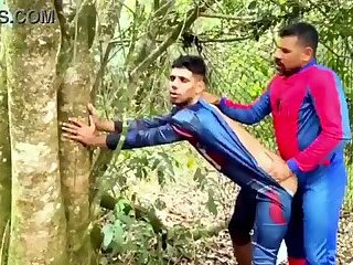 SUPERHERO CAPTAIN AMERICA, SPIDER-MAN, AND BLACK PANTHER LOST IN THE FOREST WITH HORNYNESS