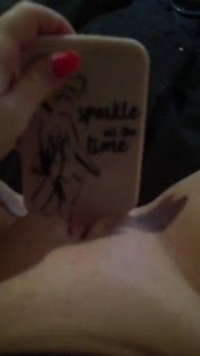 Teen fucks her tight pussy with hairbrush &amp; squirts while family are next door