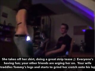 LAPDANCE - hotwife Sarah party striptease w. ally. Cuckold