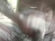 Stroking big black dick outdoors part 2