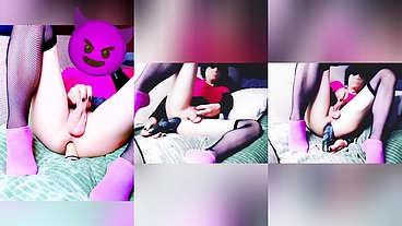 Jovencita de Casa Caliente Encantada Penetrando su dulce Ano - Culito Sexy saboreando dildo y pepino gigante por el Ano - Ruby Queen