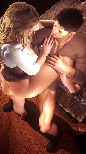 Blonde Tavern Waitress Mounting a Cock - 3D Porn