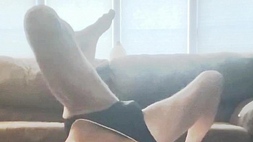 Retro September 6, 2021 Stretching in Tight Speedo Underwear Briefs on Table in Living Room