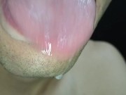 tongue, saliva, tongue, sloopy, sucking, spitting, long drooling tongue close-up