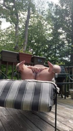 Kinky wife nude sunbathing and rubbing outside