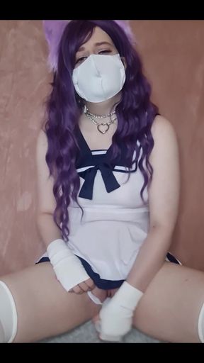 Kitten Enjoys Playing with Her Pearl Dildo
