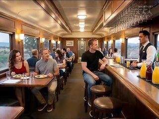 Swinger encounter on a train: hotwife finds a new bull ( AI Generated )