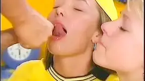 Young Cutie Pies With Natural Tits Love Sharing One Hard Cock In Bed