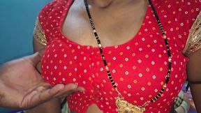 Indian Bhabhi Red Blouse sucking dick till cum in mouth