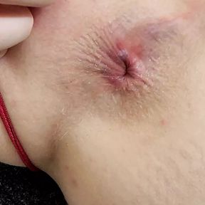 Sissy Hole Close-Up, Pink Tight Asshole, Pre-Cum, Uncut Clitty