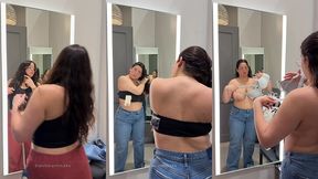 try on haul - thick big titty latina on dressing room cam