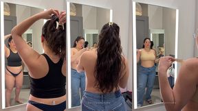 try on haul - thick big titty latina on dressing room cam