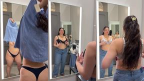try on haul - thick big titty latina on dressing room cam
