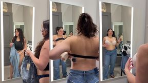 try on haul - thick big titty latina on dressing room cam