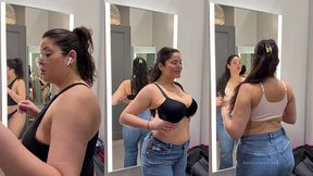 try on haul - thick big titty latina on dressing room cam