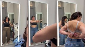 try on haul - thick big titty latina on dressing room cam