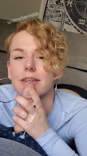cute tranny licks for cum