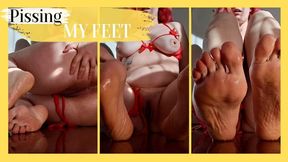 Pissing my feet and wet play!