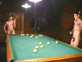 Cute Guys playing pool naked