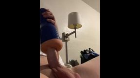 Using my fleshlight in a hotel bedroom until spunk