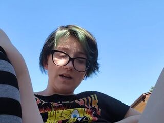 Testing a fresh toy on my porch and squirting everywhere