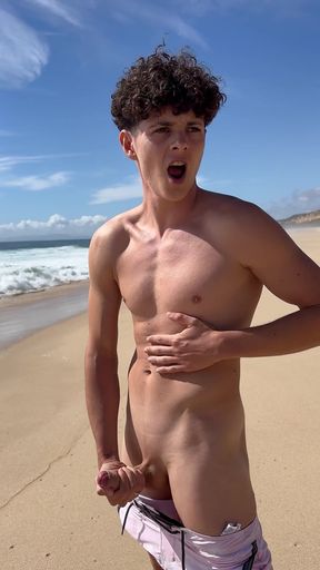 Twink Public Beach Jerk off