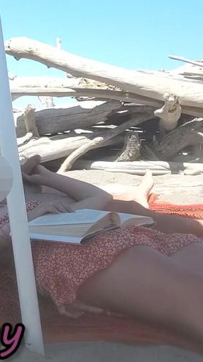 Key moment from &quot;Dick Flash! Risky Sex on the Beach! Teacher Masturbates Him Till He Cums in Public! - MissCreamy&quot;