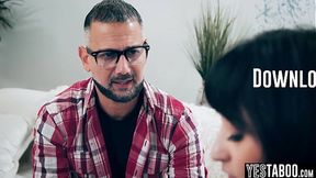 Stepdad seduces stepdaughters with rough love and wild creampie