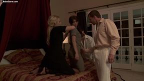 Two girls and one man enjoy a night together