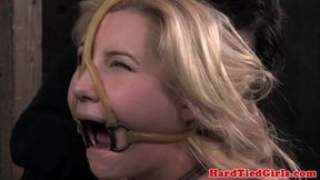Bondage-bound submissive gets dominated by a shrimp-tied master in rough