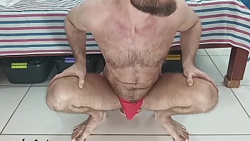 In red underwear riding my dildos