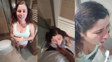 Stepdaughter’s Teeth Glisten with Stepdaddy’s Load After His Cheating