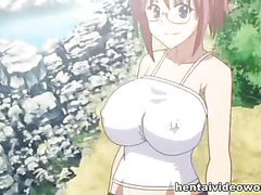 Busty doll seduces guy for hentai outdoor fuck