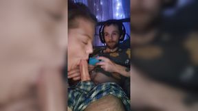 Ferocious bbw blowjobs on gamer&#8242;s joystick &mdash;  balls deep &mdash;  deepthroats galore