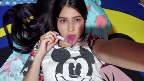 18-year-old college girl masturbates with her dildo ( sheer complete version)