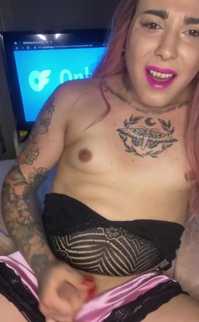 Jerking off in sexy pajamas