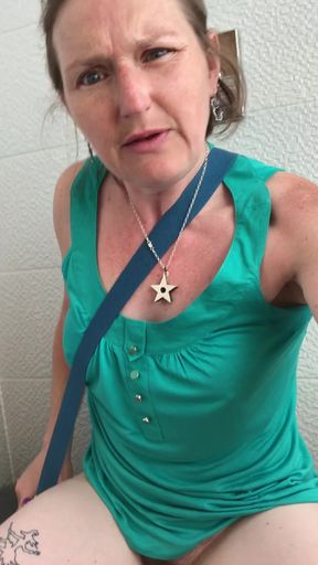 Huge Piss in Public Toilets From Rachel Wriggler, the Blue Eyed Beauty with Big Retro Bush