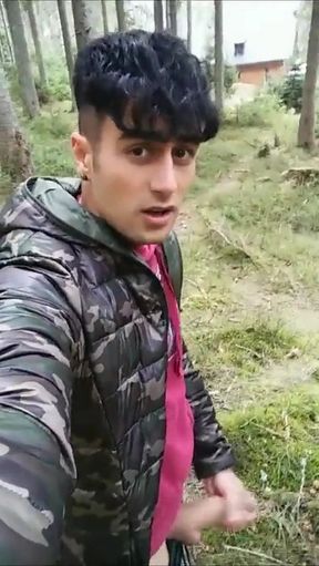 Intense Quick Jerk off Outdoor While Friends Are Inside House