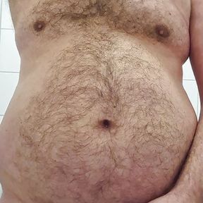 44 year old naked uncut hairy Daddy cuming all over the public toilet again