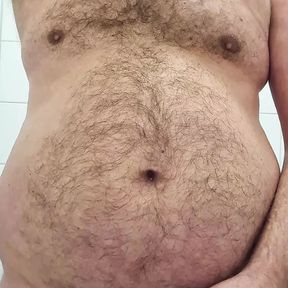 44 year old naked uncut hairy Daddy cuming all over the public toilet again