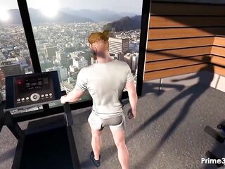 Futanari Gym Domination: Buff guy gets intensely gratified by hung futanari in a sweaty workout session at Prime3DX