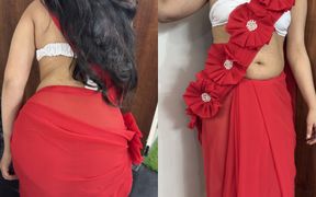 Seeing Mummy's Red Saree My Penis Got Erect Hardcore Sex with Stepmother