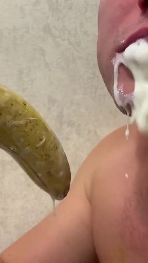 A Very Dirty Throat Workout with Banana and Milk. Not for Everyone