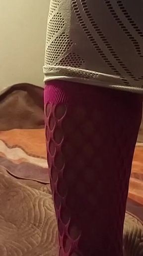 Sissy Girl in Pink Fishnet