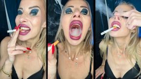 smoking marlboro 100 close up in bra