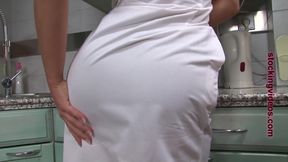 Hot Stocking Nurse Marry Queen Strips to Black Panties, Stockings &amp; Garter Belt