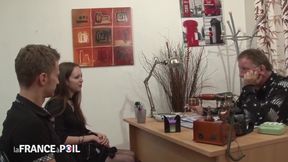 Tiny Brunette Slut Deep Throats Cock