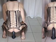 Riding a Massive 14-Inch Horse Dildo to Hands-Free Cum