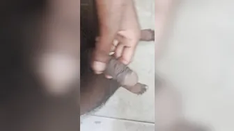 Desi twink jerks off his big cock in the shower